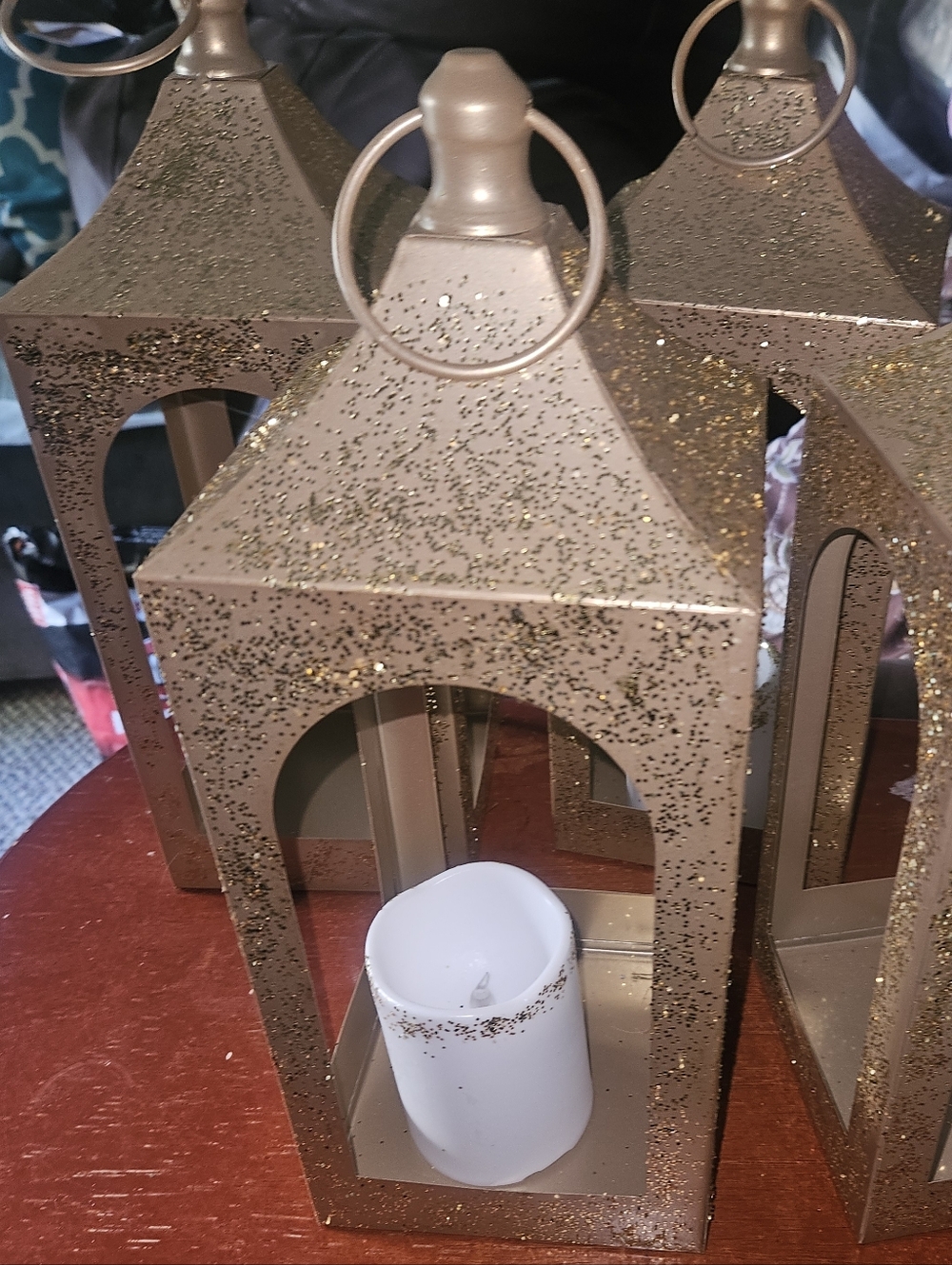 Gold Glitter Decorative Lantern - Home Accents